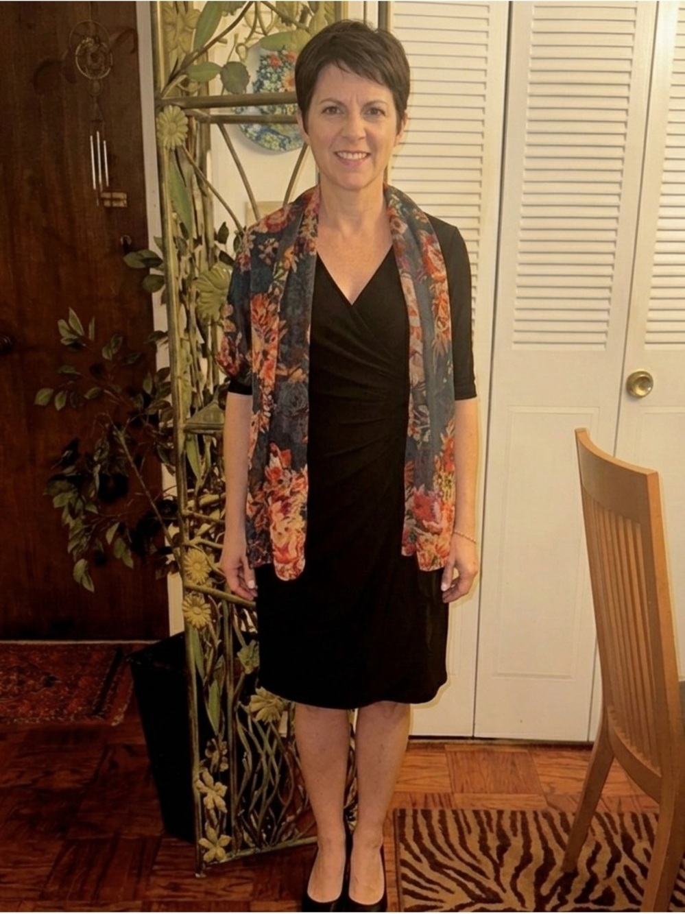 Ralph Lauren Floral Overlay Black Dress